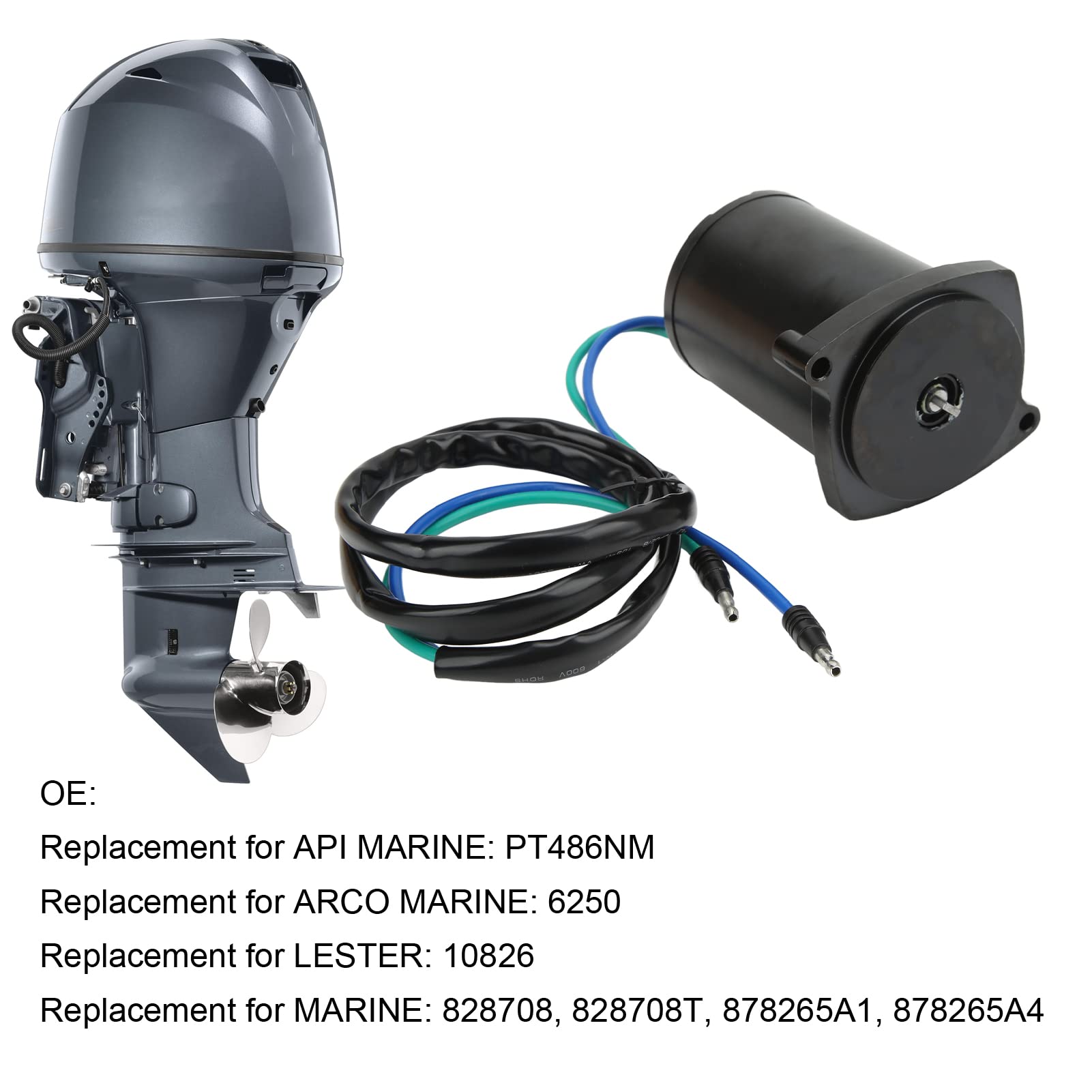 Inclinação e ajuste do motor da guarnição para Mercury Marine, 135-225HP, todos os modelos, 828708, 828708T, 878265A1, 878265A4, 8M0031551, T1082M, 67-2802, 4-1254