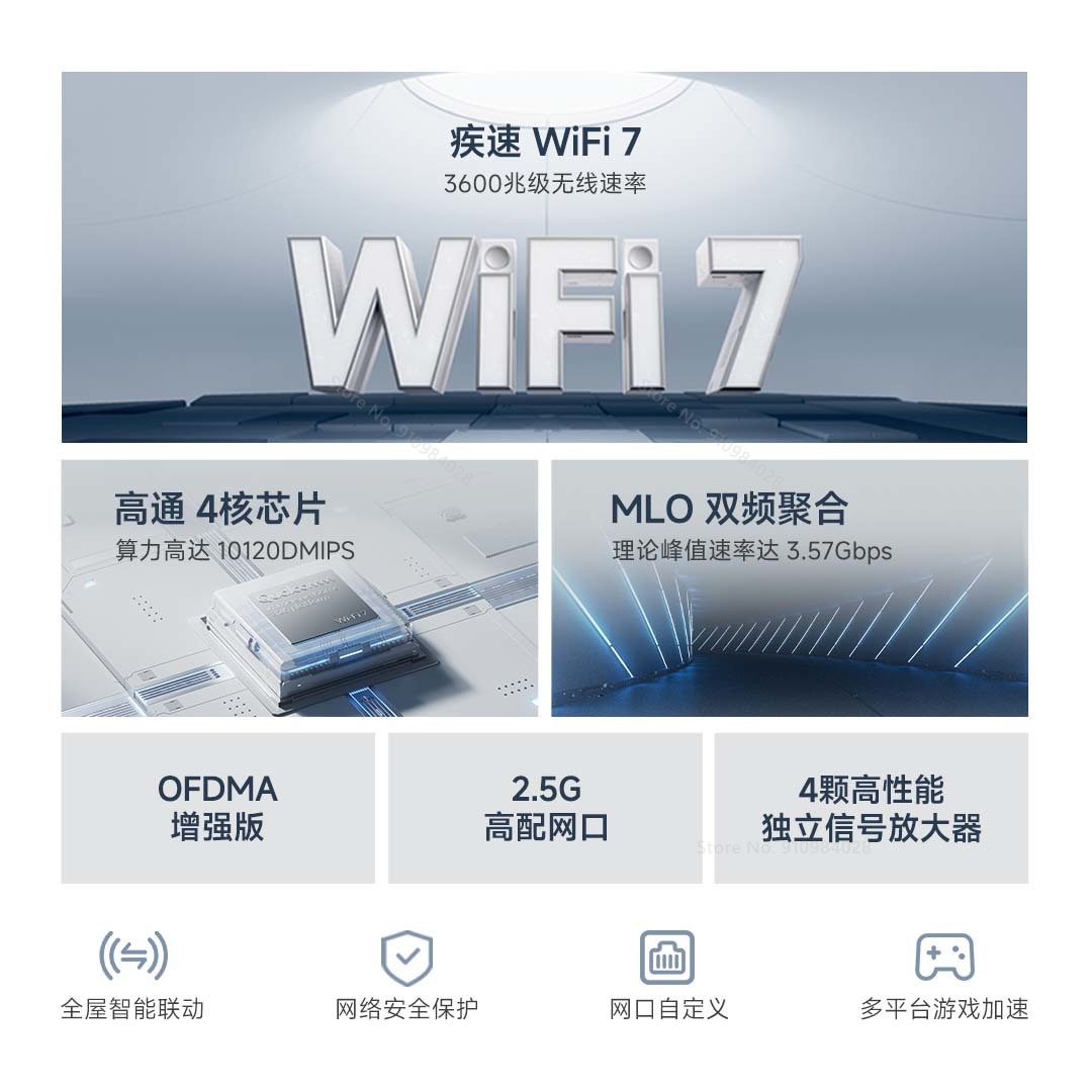 Xiaomi-Routeur BE3600 Qualcomm Quad-Core Gaming Treatmuqueuse, répéteur réseau maillé WAN LAN, 2.5 Mbps, bande 7 touristes, 3570G WiFi