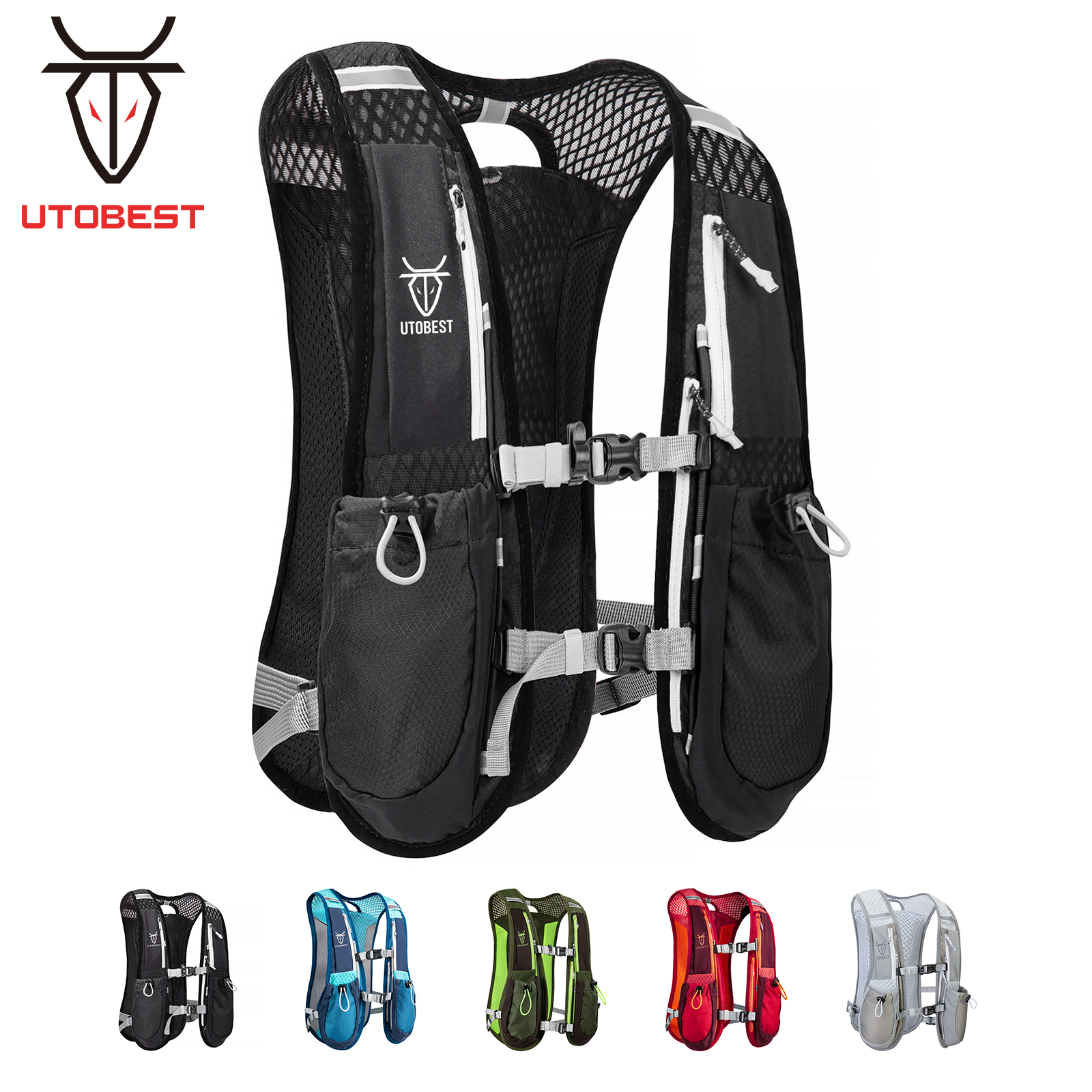 UTOBEST-mochila ultraligera para correr, chaleco de hidratación transpirable, paquete funcional para maratón, ciclismo y senderismo, 5l
