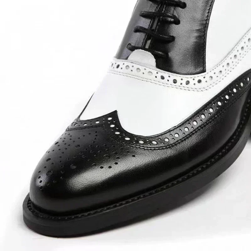 Zapatos de vestir para hombre de colores mezclados, zapatos de cuero Retro para hombre, calzado barroco de negocios para hombre, calzado Oxford informal para hombre Erkek Ayakkabı