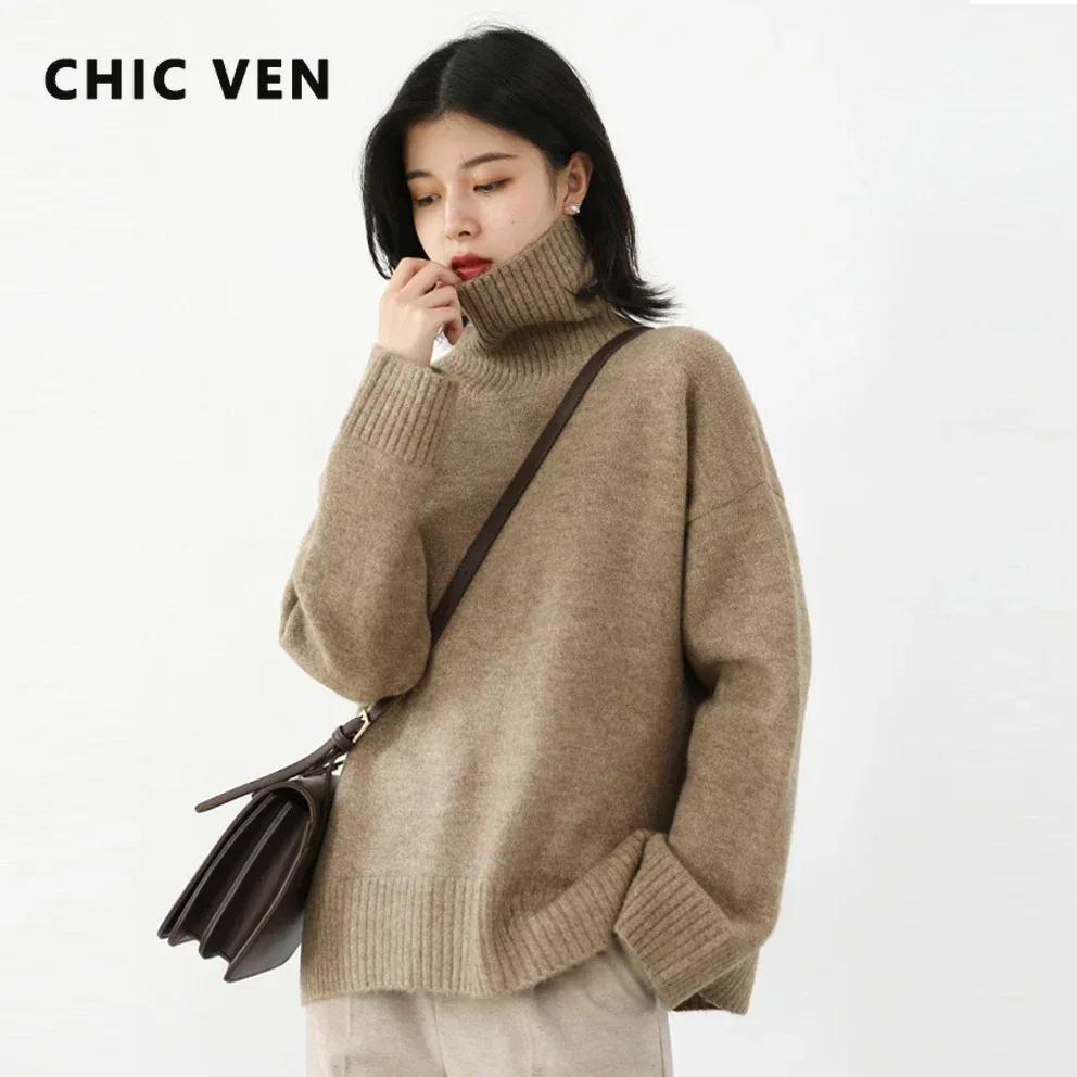 Sang Trọng VEN Nữ Áo Len Rời Cao Cổ Áo Len Ấm Chắc Chắn Áo Thun Chui Đầu Nón Kết Nam Nữ Cơ Bản Áo Lót Nữ Thu Đông 2022