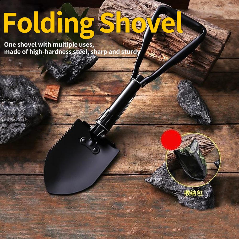 Multifunctional Garden Shovel, 3-in-1 Folding Military Shovel for Camping, Fishing, Survival
