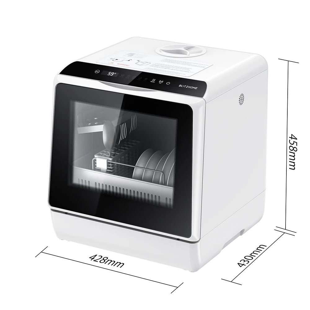 BlitzHome BH-CDW1 lave-vaisselle de comptoir Portable intelligent avec contrôle APP 4-6 ensembles de lave-linge à double Modes d'entrée d'eau de grande capacité