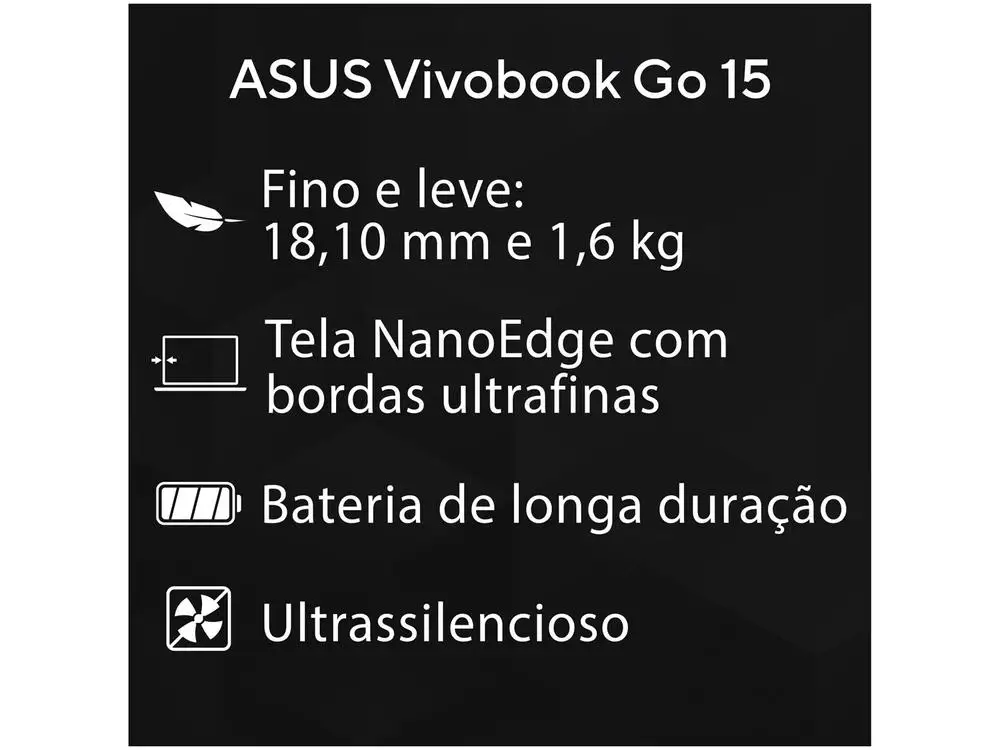 Notebook ASUS Vivobook Go 15 E510KA-BR808WS 4GB RAM 128GB eMMC 15,6" Windows 11 Intel UHD Graphics 90NB0UJ5-M017U0