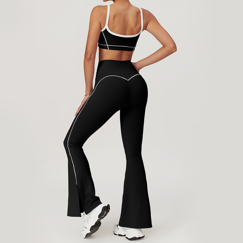 Conjunto de yoga para mujer, sujetador deportivo, mallas de entrenamiento para gimnasio, pantalones acampanados de cintura alta y anchos, pantalones cortos deportivos para fitness, traje de ropa deportiva
