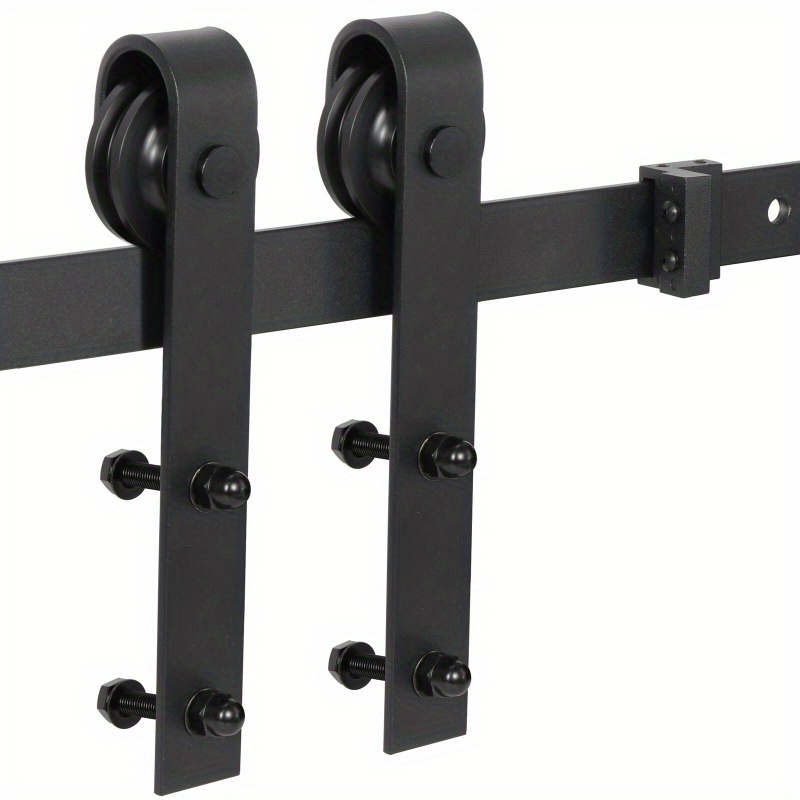 6.6 FT Sliding Barn Door Hardware Kit Wood Modern Hang Style Track Rail Black