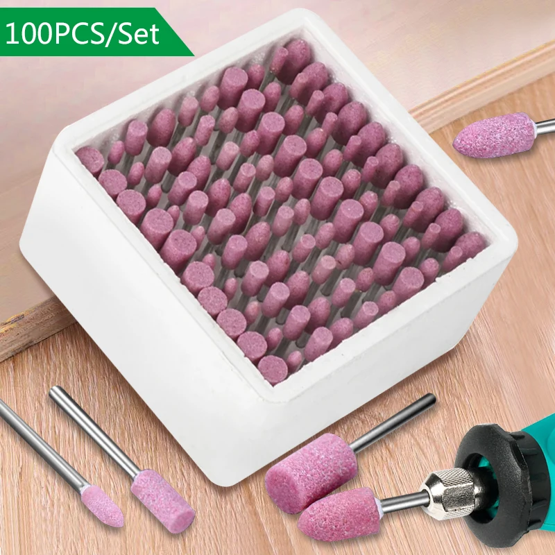 100 sztuk/pudło kamień ścierny polerowanie głowica szlifierska wiertarka elektryczna koło 4-10mm do wiertarki Dremel narzędzia obrotowe 3mm Shank