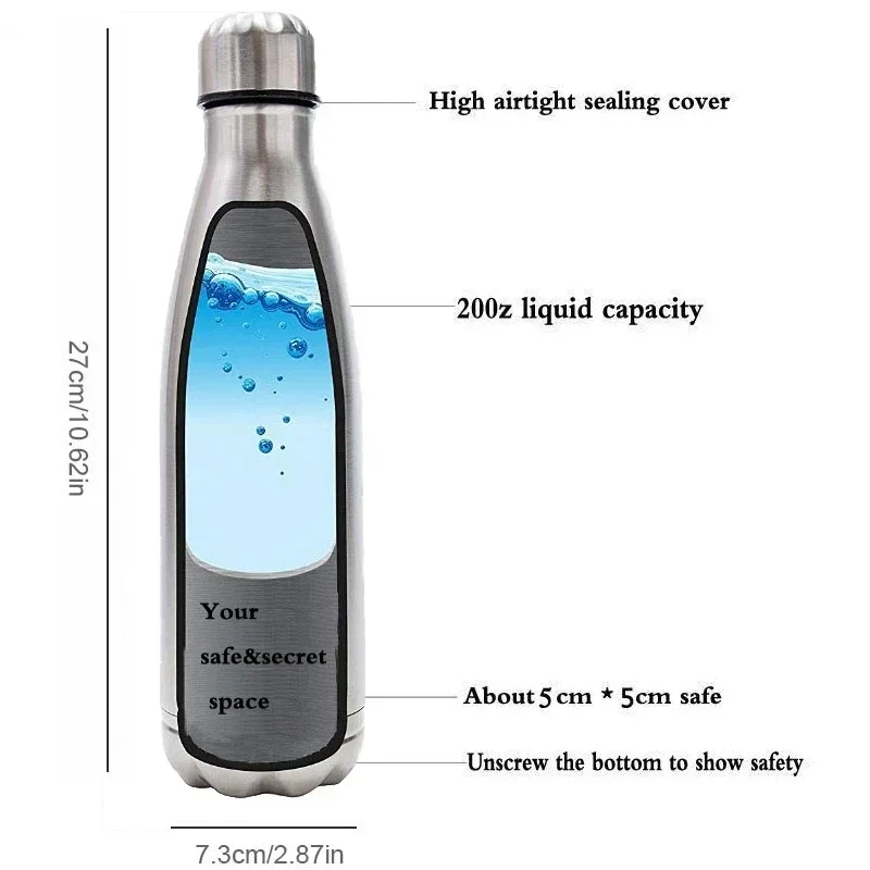 750ml portátil desvio garrafa de água segredo stash pílula organizador pode seguro com compartimento de dinheiro escondido e chaveiro