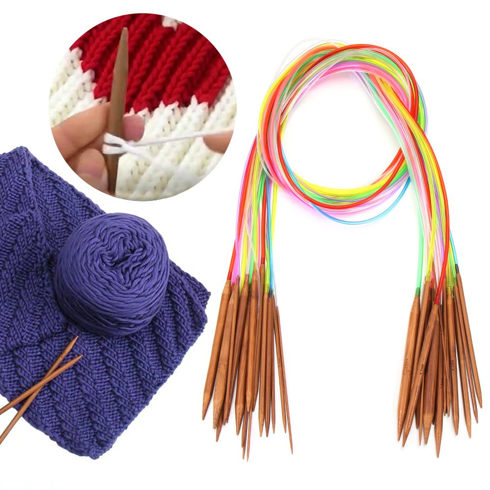 18 размеров/комплект, бамбуковые круговые спицы для вязания