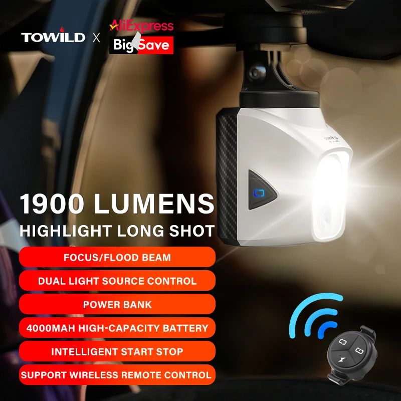 TOWILD DL1200S/DL1700 Велосипедный фонарь с отрезной линией Beam1900LM Перезаряжаемый передний фонарь для велосипеда Power Bank Mtb Велосипедные фары