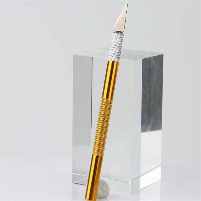 Silber Metall Schnitzmesser DIY Skulptur Modellbau Aluminium Stab Kunstmesser Holzschnitzmesser Handwerkzeug Set + 5 Stück 11 #   Klingen