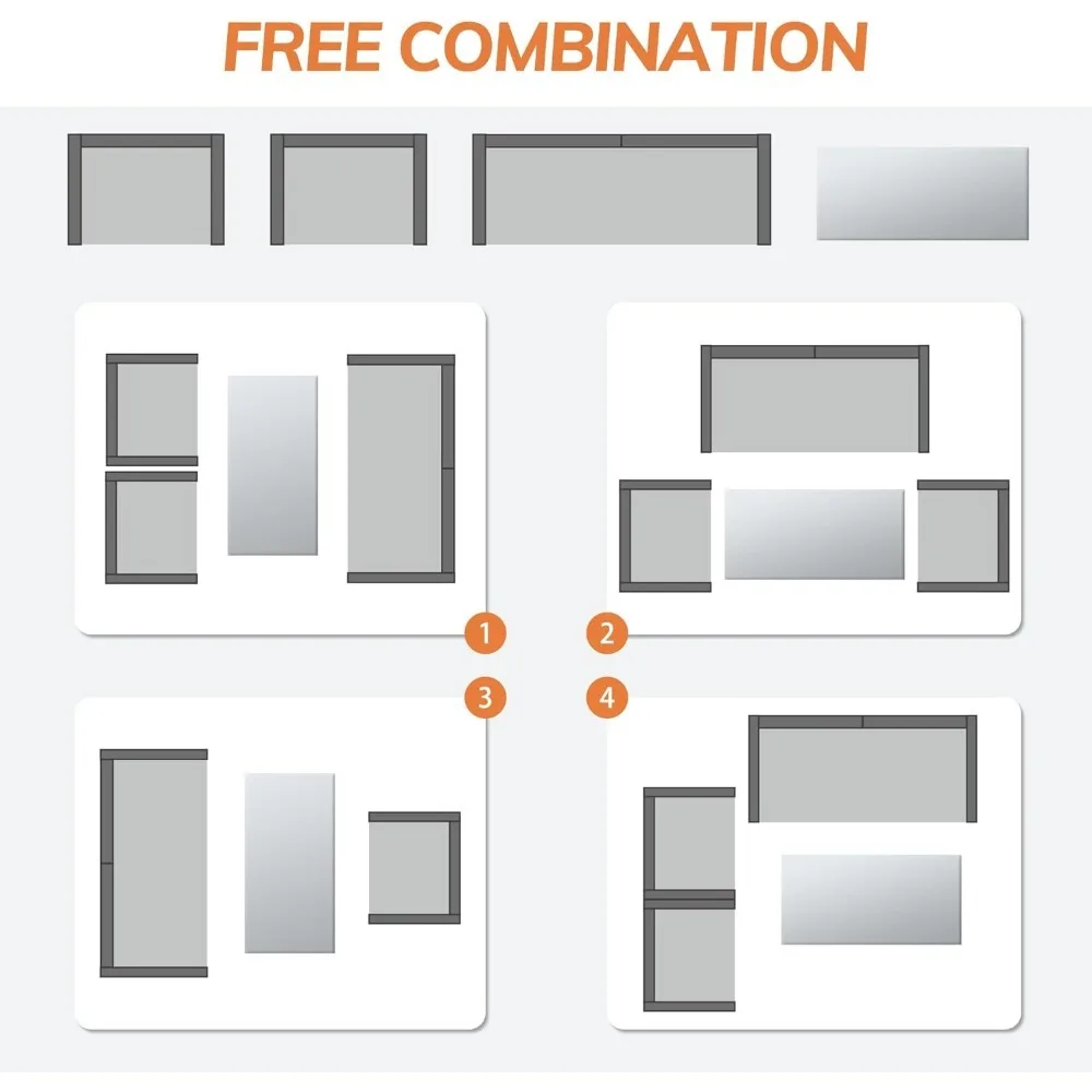 4 Piece Patio Furniture Set,Outdoor Wicker Conversation Sets,Rattan Sectional Sofa W/Coffee Table,Seat Cushions