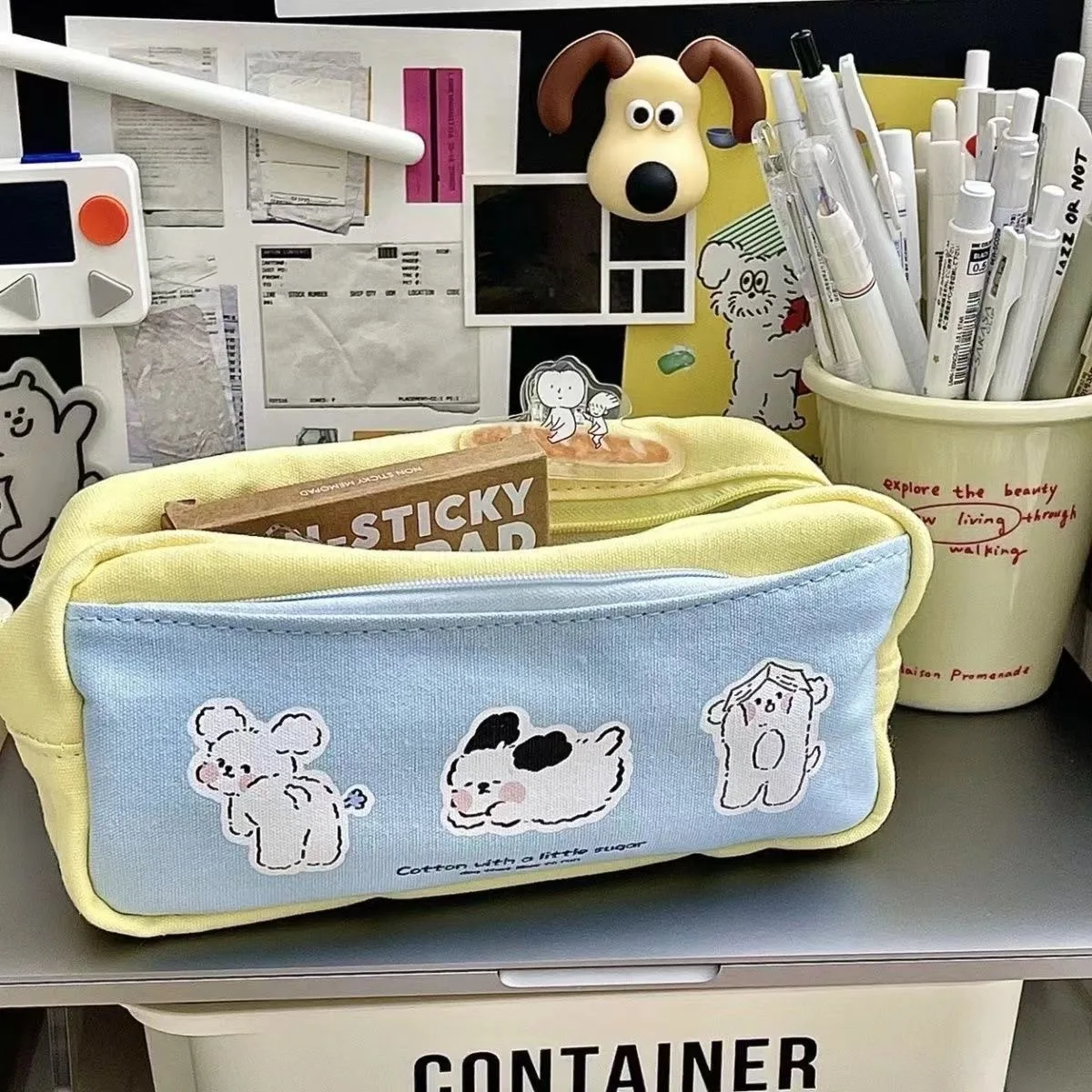 Astuccio per matite con cerniera con stampa di cuccioli Astuccio per cancelleria multifunzione Borsa portaoggetti carina per materiale scolastico per studenti