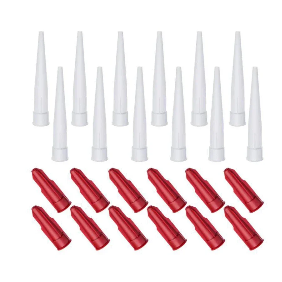 12pcs Mastic Silicone Sealant Spare Nozzles Plastic Sealant Scraper Tool Caulking Gun Nozzles Glass Glue Caulking Tip Applicator