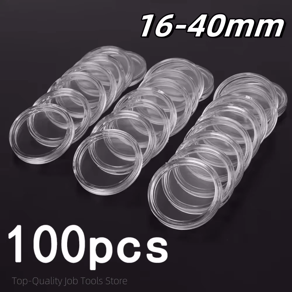 100/200 Viên Trong Suốt Vòng Đồng Xu Hộp Bảo Quản Viên Đồng Bộ Sưu Tập Giá Đỡ Hộp Đựng Supplies18/20/21/22/24/25/26/38Mm Tặng