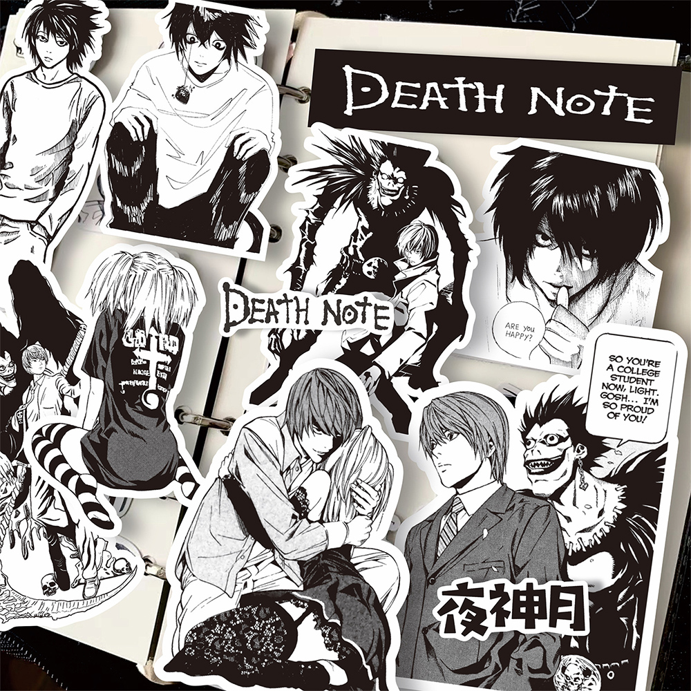 10/30/65 pçs anime death note adesivos preto branco decalques decoração diy scrapbook bagagem portátil bicicleta mala carro graffiti brinquedos