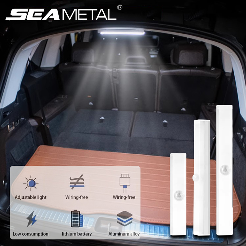 SEAMETAL Motion Sensor Light สําหรับรถยนต์ USB ชาร์จ LED Sensing Light สําหรับ Trunk/Hood ปรับความสว่างอัตโนมัติโคมไฟกลางคืน