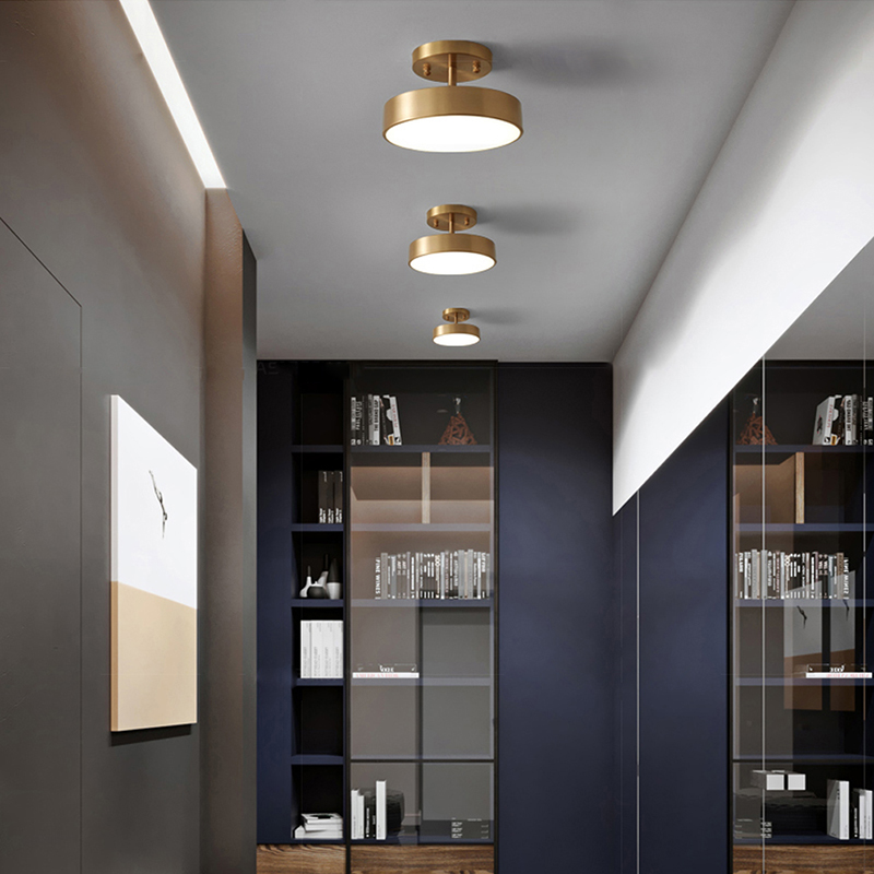 Moderne LED-Decken leuchte Kupfer lampe für Schlafzimmer Wohnzimmer Licht nordischen runden Gold schwarz Eingangs bereich Korridor Gang Dekor Leuchte