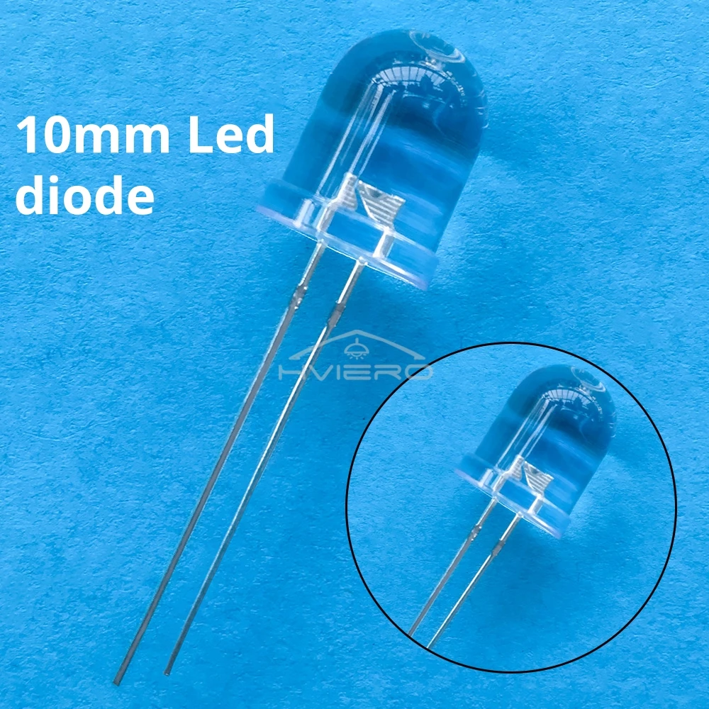 50 個 10 ミリメートルラウンドトップ超高輝度ランプビーズクリア発光ダイオード LED 白赤緑青黄 UV ピンクオレンジドーム電球