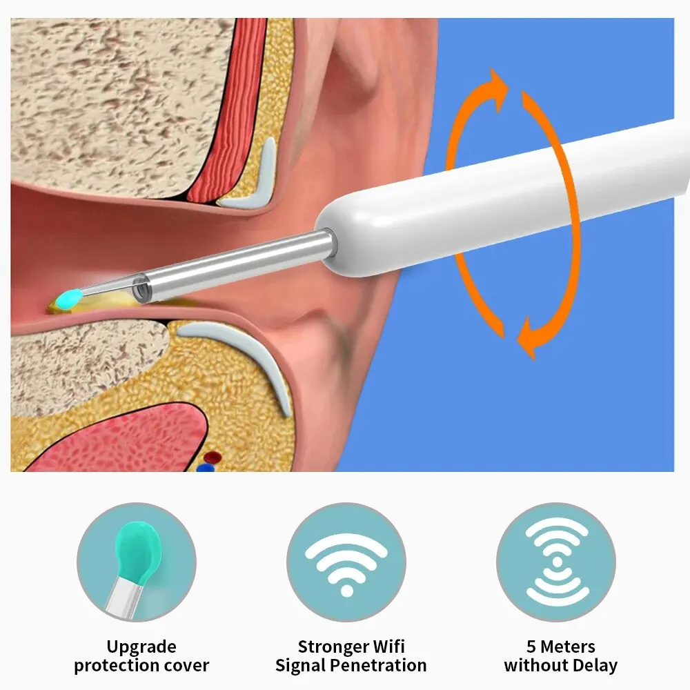 Universal WIFI Visual Ear Cleaner Otoscope Camera With 6 LED Lights Mini Ear Wax Removal Tool With Camera Take Video HD Earpick