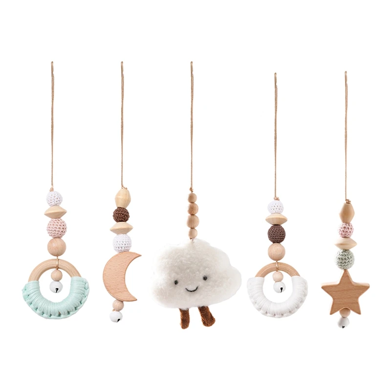 A Baby Play Gym Set Cartoon Cloud Rattle Pendant Baby Room Crib Stroller Decorative Toys Soft Cotton Baby Sensory Toys Baby Gift
