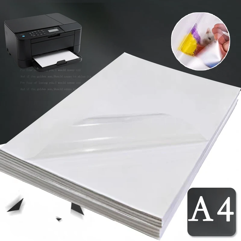 A4 10/50PCS 5MIC 100% carta autoadesiva trasparente carta adesiva in vinile per stampa laser impermeabile antigraffio strappo.