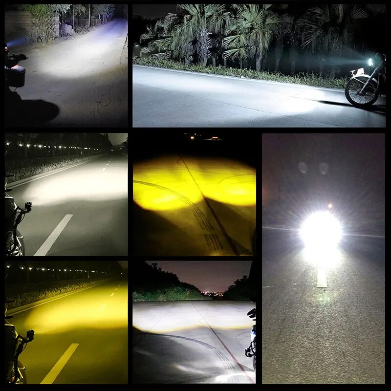 1 Uds Mini luz de conducción foco de faro LED de doble Color para ATV Scooter conducción lámpara antiniebla accesorios de motocicleta