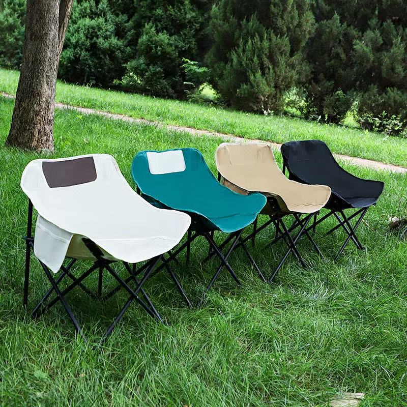 Silla portátil de aleación para exteriores, silla plegable para acampar, pescar, jardín, playa, Luna, respaldo