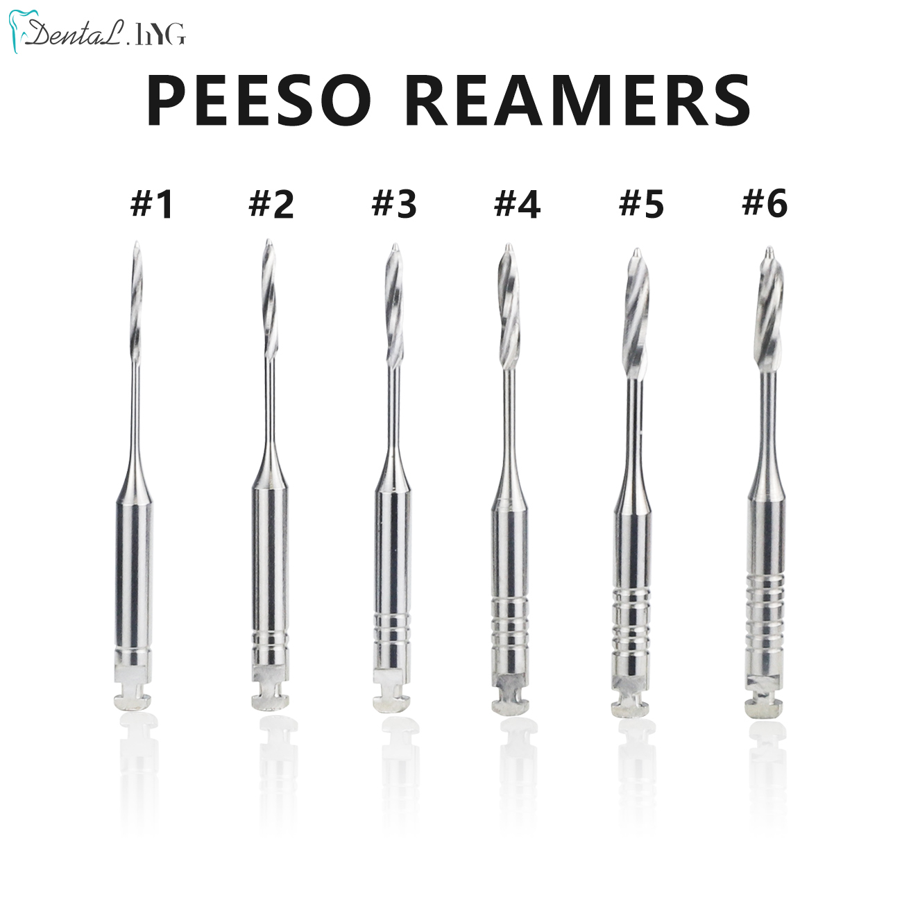 6 Teile/schachtel Dental Motor Verwenden Endodontie Tore Bohrer Peeso Reibahlen Glidden Rotary 28mm/32mm # 1-6 Edelstahl-Endo-Feilen für Zahnarzt