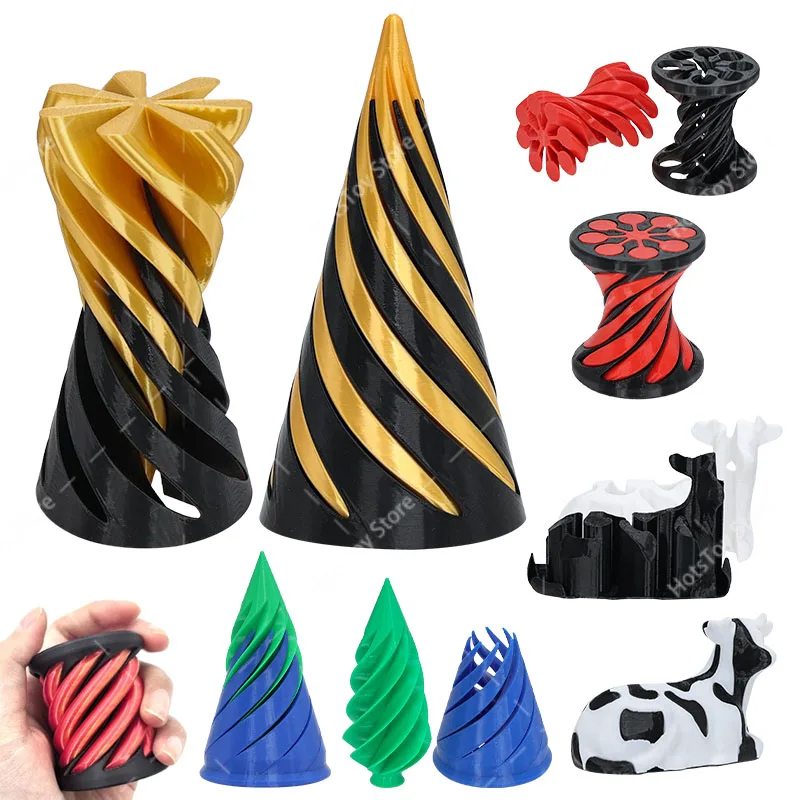 3d impresso espiral cone brinquedo impossível pirâmide árvore de natal passthrough escultura mini vortex fio ilusão brinquedo fidget