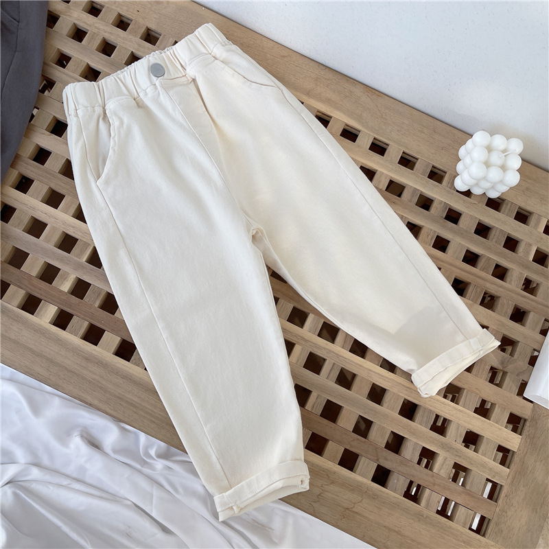 용수철 캐주얼 바지, 2-8 세 어린이 하렘 바지, 여름 여아, 루즈 단색 스포츠 바지, 어린이 패션 의류