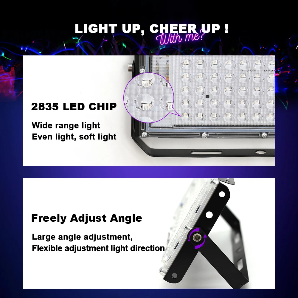 LED UV USB Floodlight 50W 100W 150W USB LED Blacklight กันน้ํา 220V อัลตราไวโอเลตโคมไฟเวทีดิสโก้ปาร์ตี้เวที Backlight