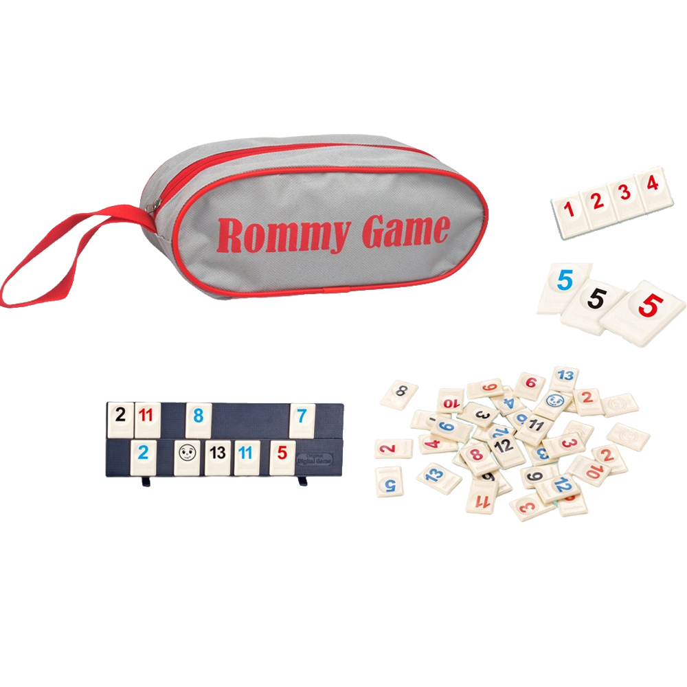 Rommy Cube Game met 4 rekken, Rommy Cube Game Set met draagbare koffer, alledaagse klassieke bordspellen Leren puzzelspellen voor tieners