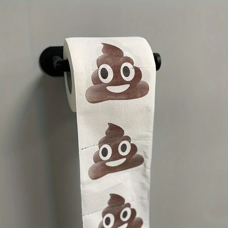 1pc Fun Patterned Toilet Paper Roll, 3-layer Continuous Roll, Carved, Printed, Folded, with Quirky Feces Design, No Bleach