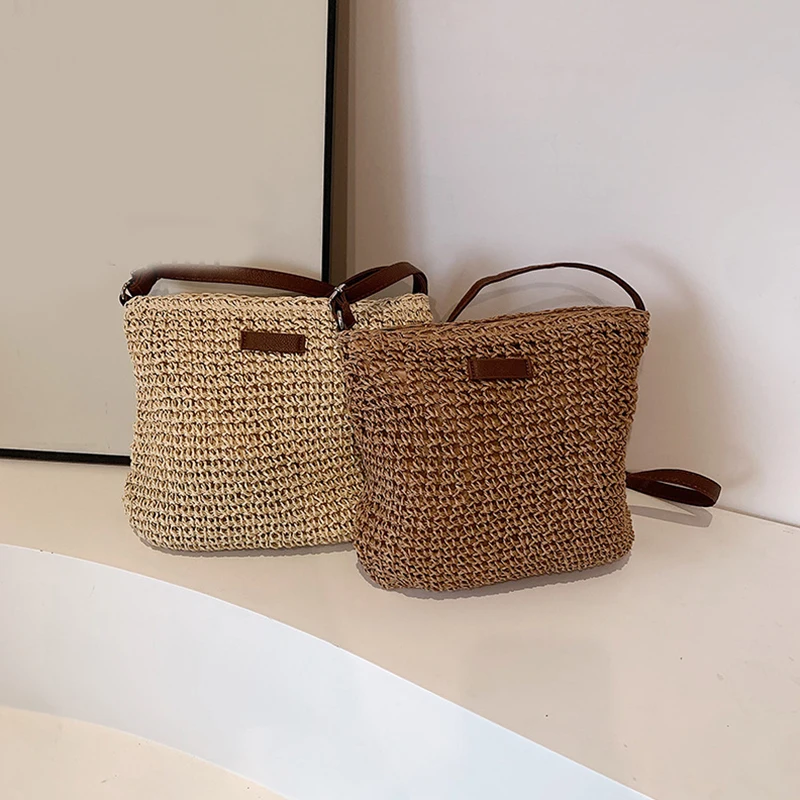 Bohemian Straw Beach กระเป๋าผู้หญิงความจุสูง Handmade ไหล่กระเป๋า Casual ทอ Totes กระเป๋าคลัทช์กระเป๋าถือ