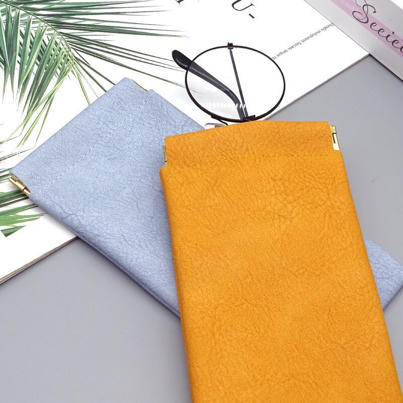 Glasses Bag Sunglasses MEN'S AND WOMEN'S Storage Set Elastic Plate Mouth Automatic Closing Glasses Storage Bag
