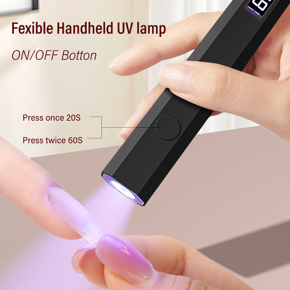YIKOOLIN Luz UV para Uñas de Gel Mini Lámpara UV para Uñas Luz LED Profesional para Curar Esmalte de Gel 2 Modos de Temporización para Salón de Hogar DIY
