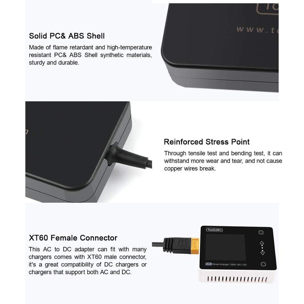 ToolkitRC ADP200 AC-Netzteil, 200 W Netzteil, XT60-Stecker, Ausgang 19,5 V, 10,3 A, für RC LiPo-Batterieladegerät, Balance-Drohnenmodell