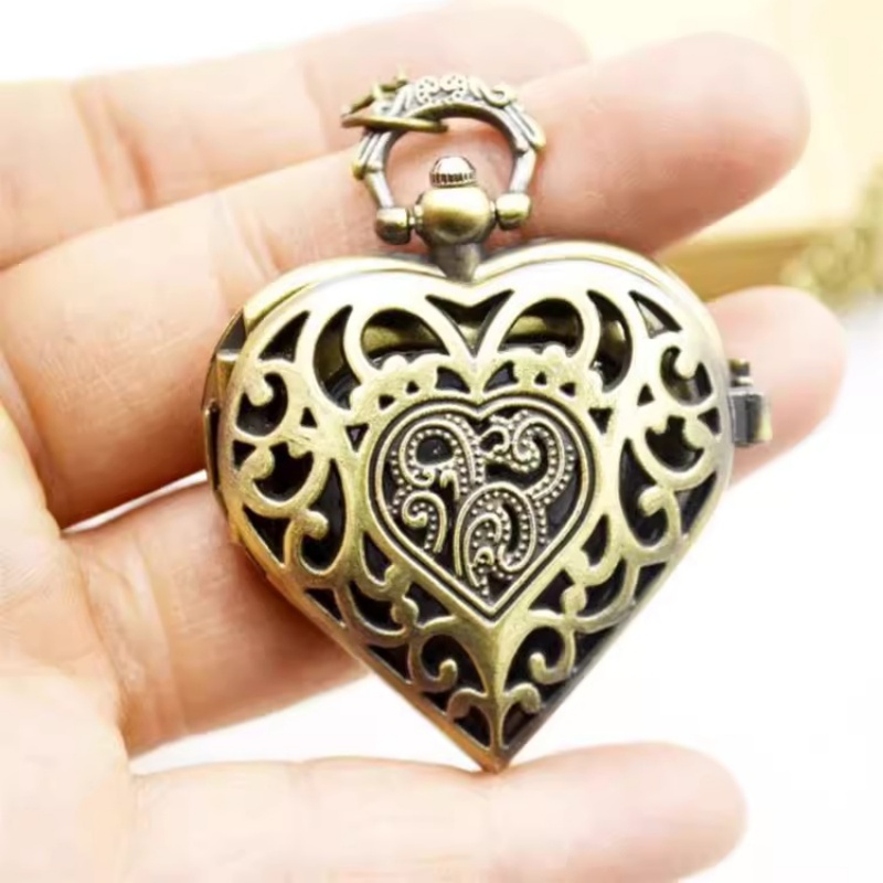 Relógio de bolso de quartzo liso prateado, colar masculino e feminino, relógio de metal, aço inoxidável, pingente com corrente curta, presentes