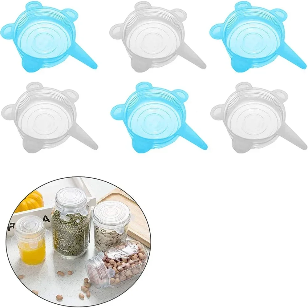 Ốp Có Thể Có Nhỏ Silicon Co Giãn Tròng 6P Bình Silicone Nắp Đậy Thực Phẩm An Toàn Nắp Đậy Dành Cho Sữa Chua Hũ Bát 2.6 inch Thần Kỳ Nắp Đậy