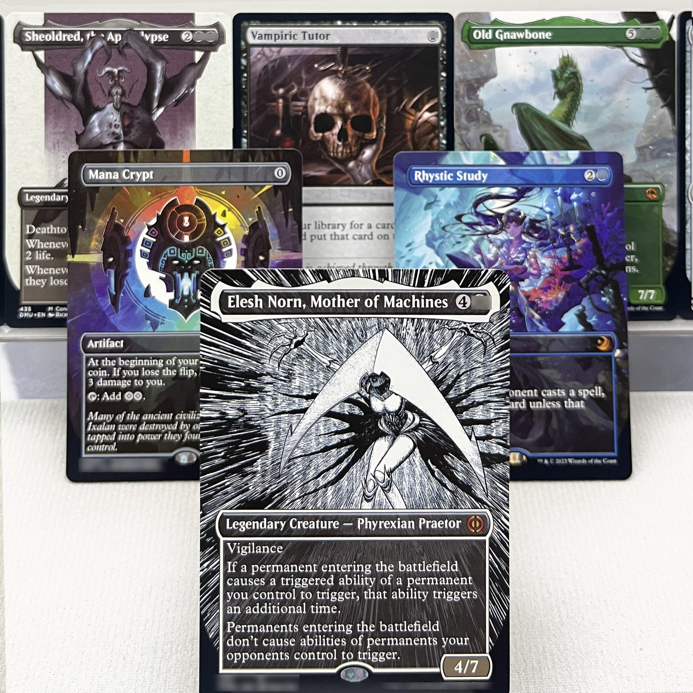 ONE RNA DMU HOLO12-I03 Tcg прокси волшебные карты Sheoldred, Apocalypse Vampiric Tutor Elesh Norn, сбор матери машин