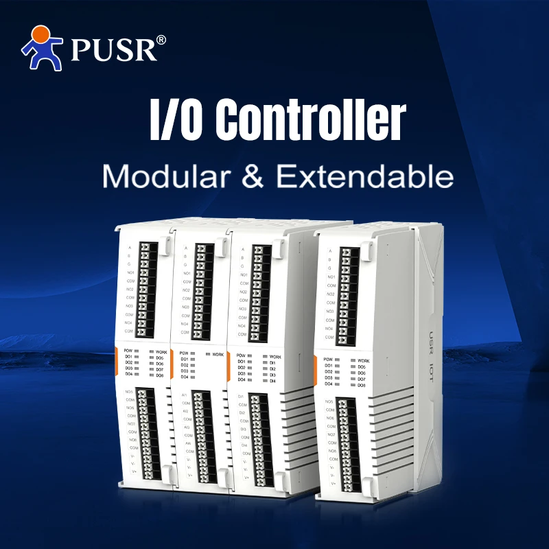 PUSR 4 * AI, 4 * DO/4 * DI, 4 * DO/4 * AI, 4 * AO/8 * DI IO Extender IO Controlador IO Sistema IO Módulo IO Design modular