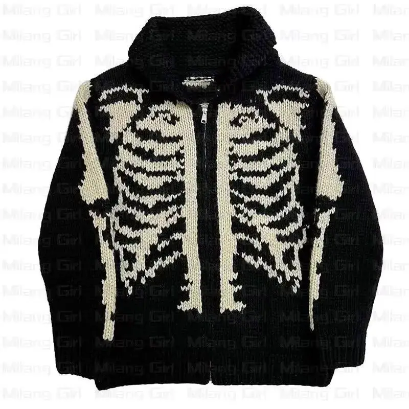 Winter Männer Schädel übergroßen Pullover Punk Hip Hop Pull Homme Frauen über Größe Pullover warme gestrickte Pullover koreanische Kleidung Y2K
