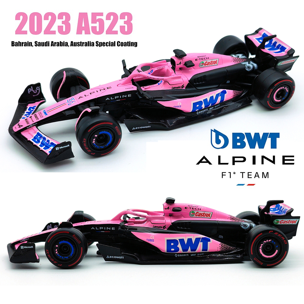Bburago 1:43 Equipe Alpine F1 A523 2023 # 10 Pierre Gasly # 31 Esteban Ocon Alloy Car Die Cast Model Toy Competição colecionável