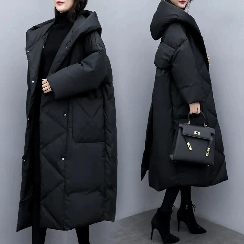 Abrigo de algodón para mujer, Parkas acolchadas holgadas coreanas, abrigo acolchado de algodón, chaqueta gruesa y cálida con capucha, novedad de invierno de 2024