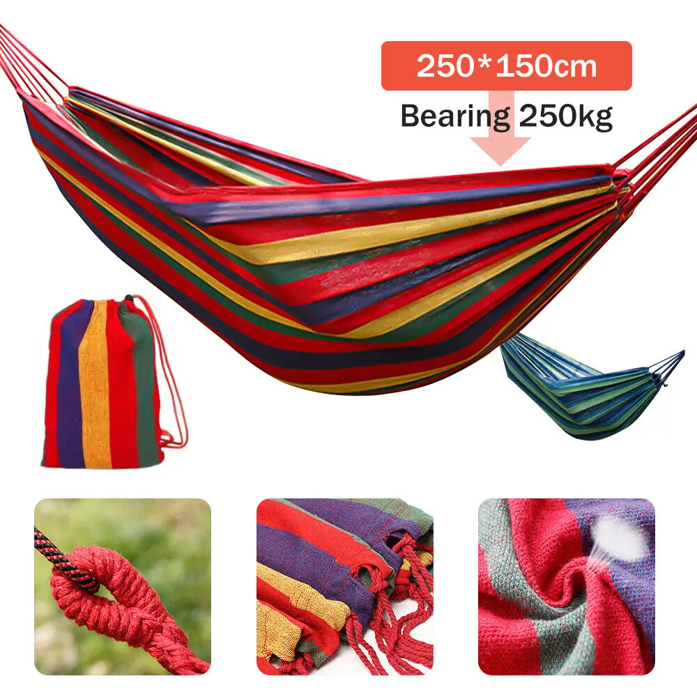 Portable Travel Anti-rollover Thickened Hanging Hammocks Outdoor Indoor Single Double Canvas Hammocks Courtyard Children's Swing