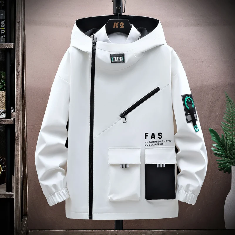Jaqueta com zíper piloto masculino jaqueta com capuz primavera/outono uniforme de beisebol maré cartão solto pulôver bolso frontal adicionando casaco de veludo