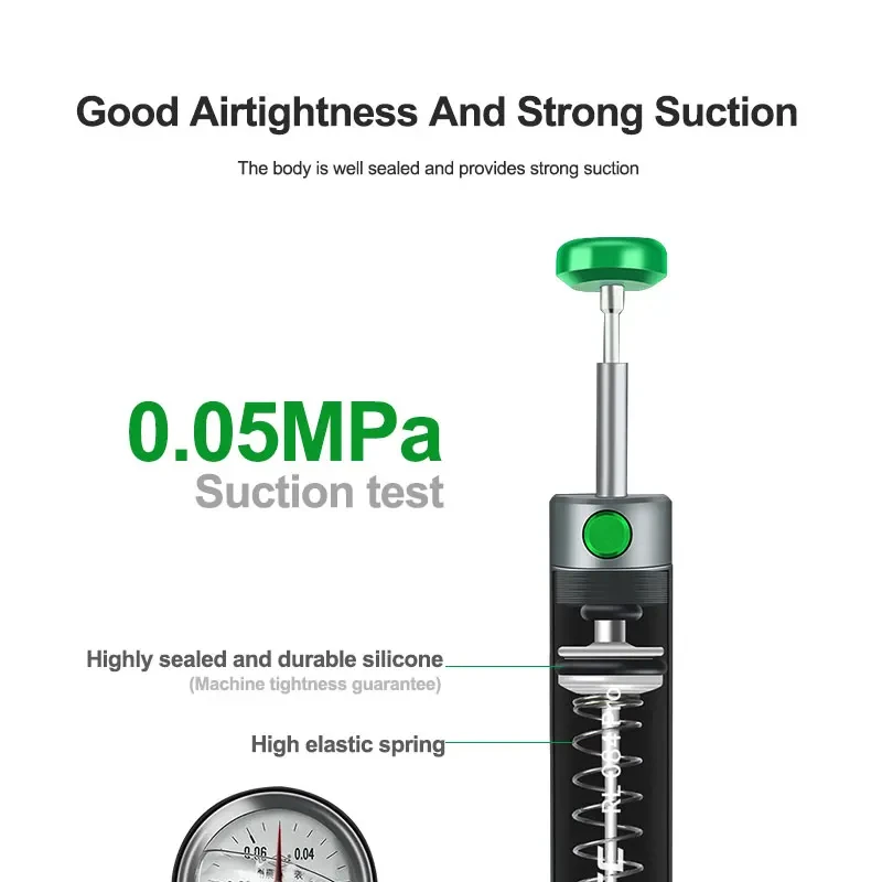 RELIFE RL-084 Pro Strong Suction Aluminum Alloy Desoldering Sucker Powerful Vacuum Suction for PCB Soldering Removal & Repair