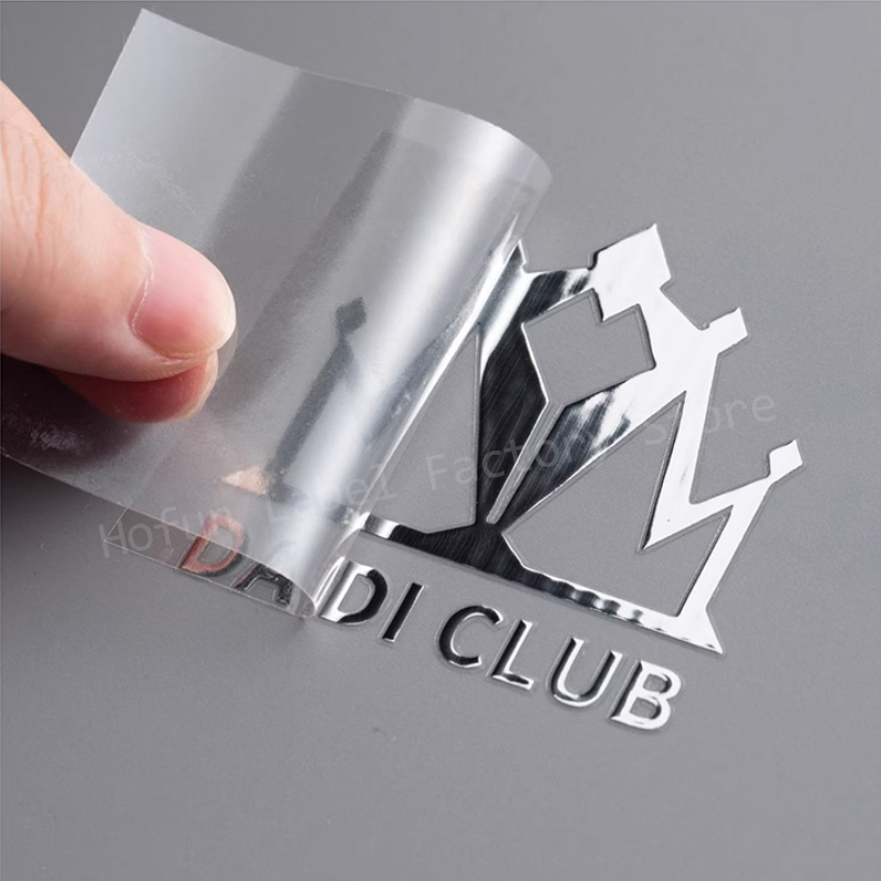 Custom 3D UV Color Print Transfer Gold Sticker Personal Silver Logo Self-adhesive Clear Label Shiny Wedding Gift Hollow Decal