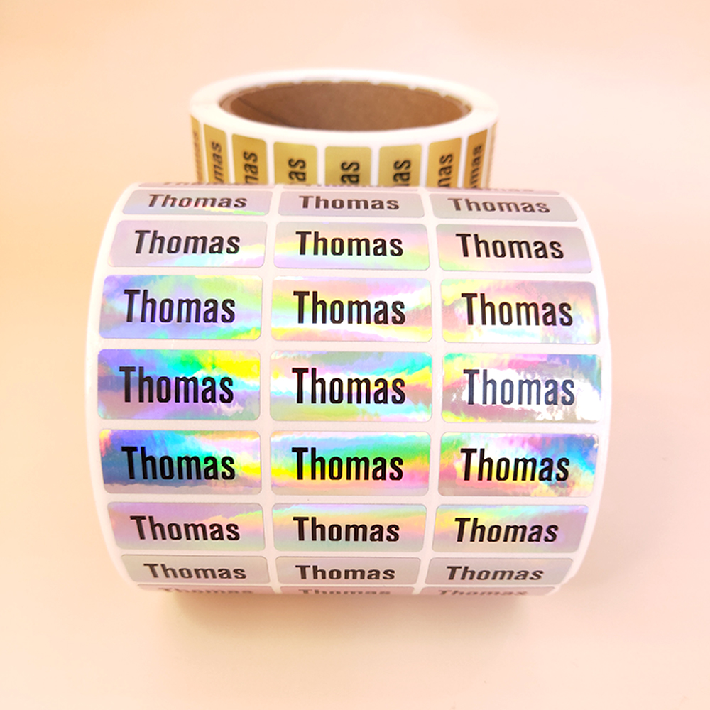 200 Uds. Pegatinas personalizadas impermeables con nombre hebreo, etiqueta adhesiva de holograma personalizada para niños con etiqueta de papelería escolar para estudiantes